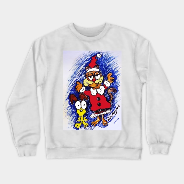 Garfield and Odie Friends Christmas Crewneck Sweatshirt by TheArtQueenOfMichigan 